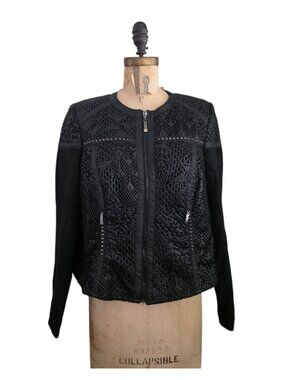 Extenzo Paris Faux Leather Suede Jacket Black 44 L
